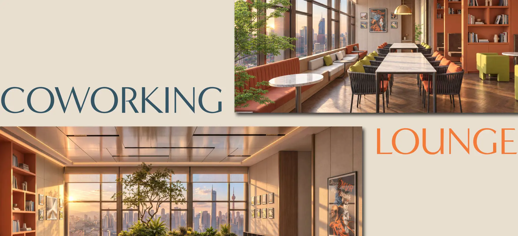 Coworking lounge artist impression
