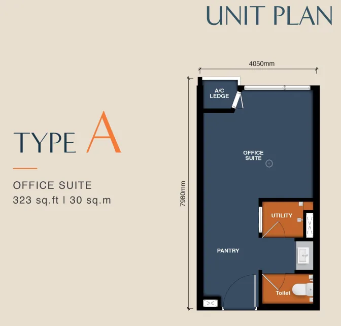 Type A 323 sq ft office suite plan